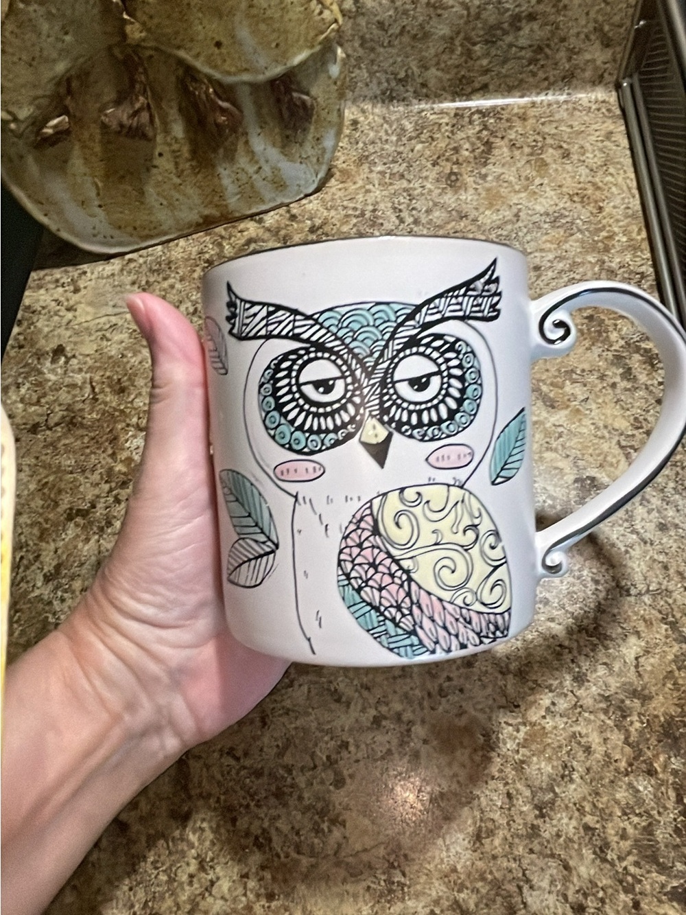 Whimsical Pastel Owl Ceramic Mug